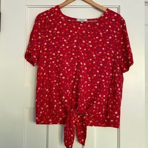 Madewell Red Top with Front Tie Size M NEW